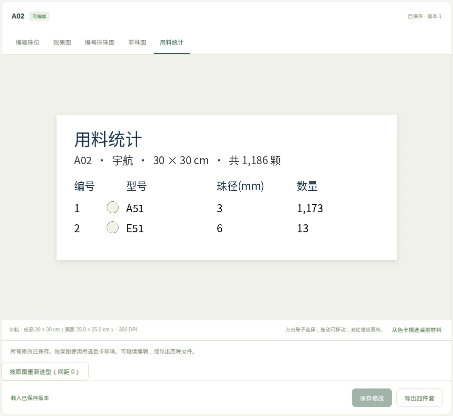 用料统计